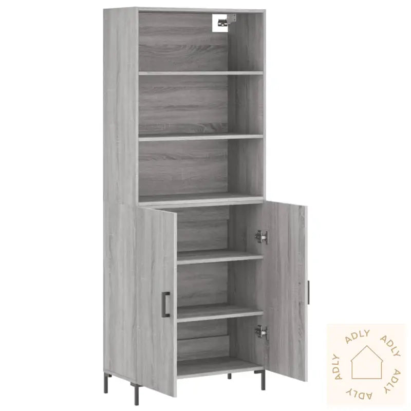 Highboard Grå Sonoma 69,5X34X180 Cm Konstruert Tre