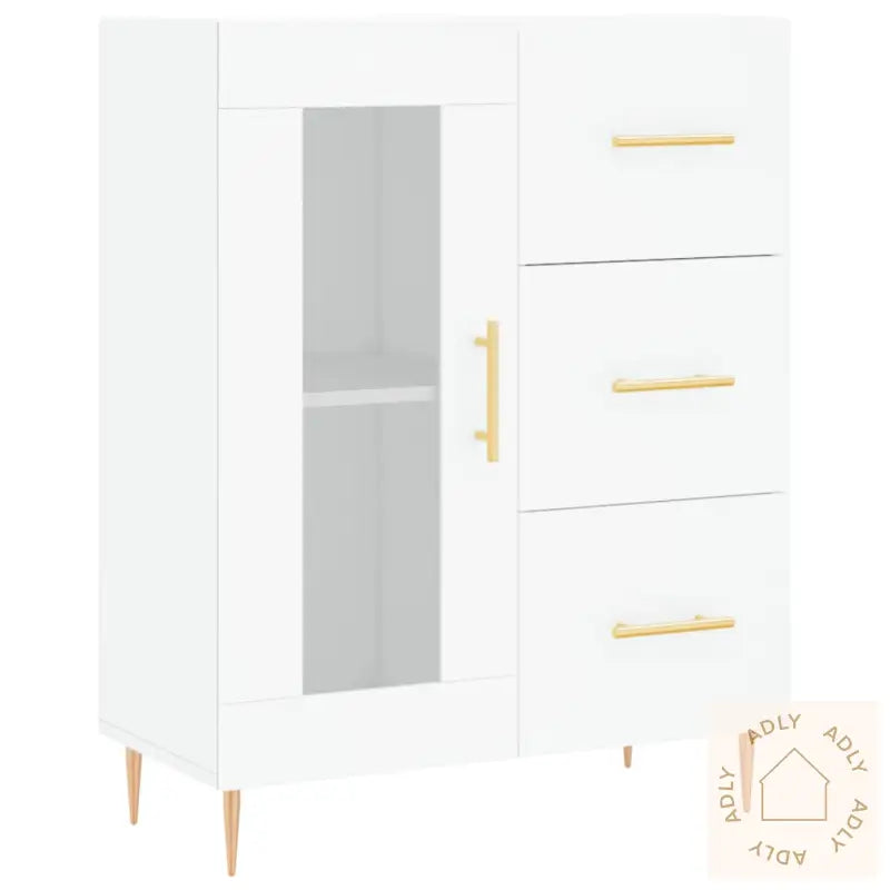 Highboard Hvit 69,5X34X180 Cm Konstruert Tre