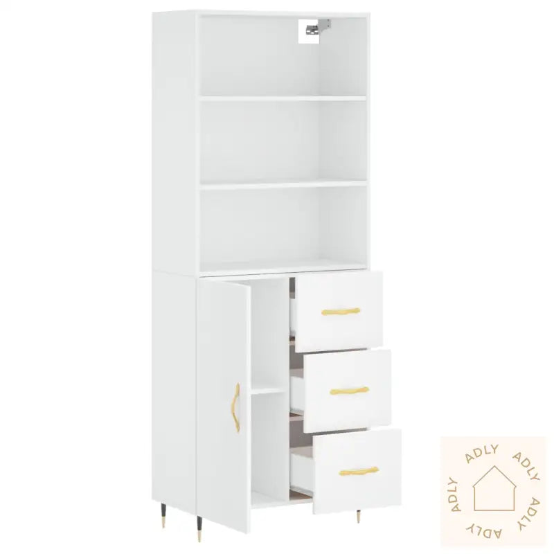 Highboard Hvit 69,5X34X180 Cm Konstruert Tre