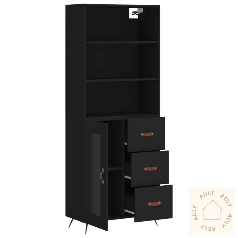 Highboard Svart 69,5X34X180 Cm Konstruert Tre