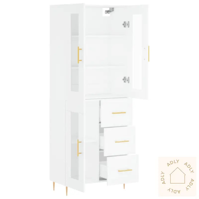 Highboard Hvit 69,5X34X180 Cm Konstruert Tre