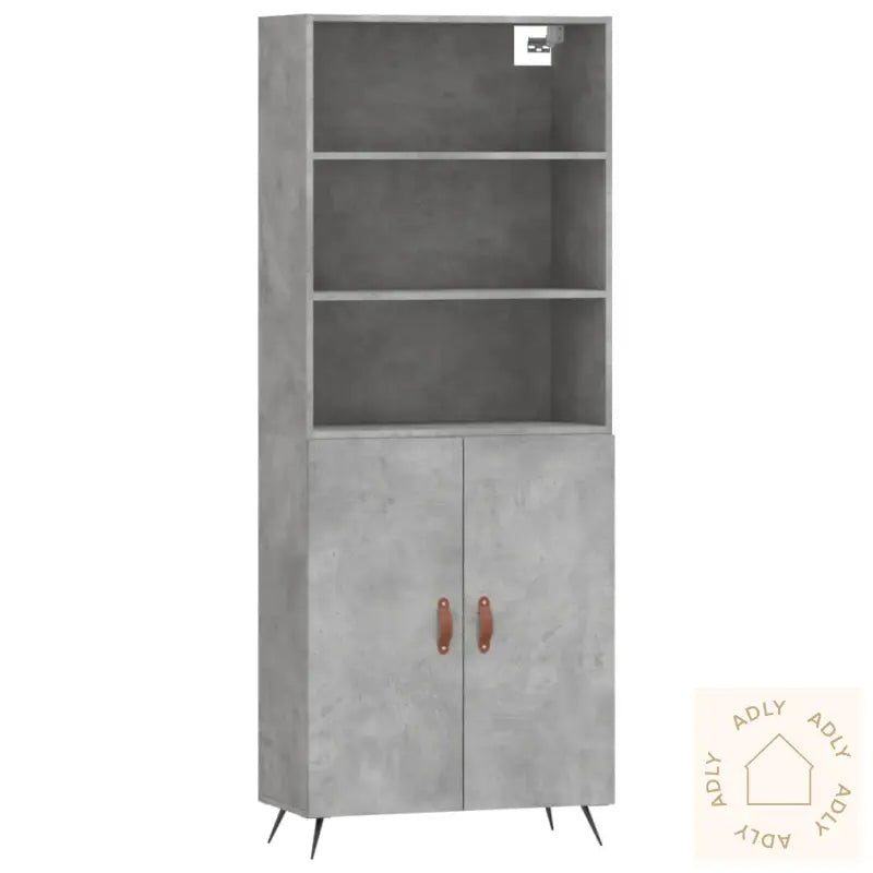 Highboard Betonggrå 69,5X34X180 Cm Konstruert Tre