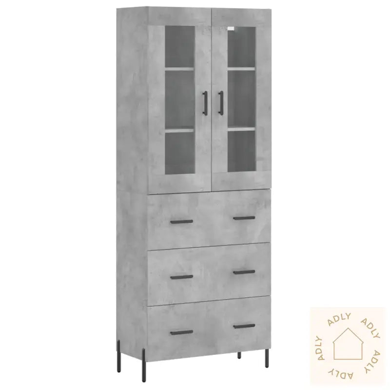 Highboard Betonggrå 69,5X34X180 Cm Konstruert Tre