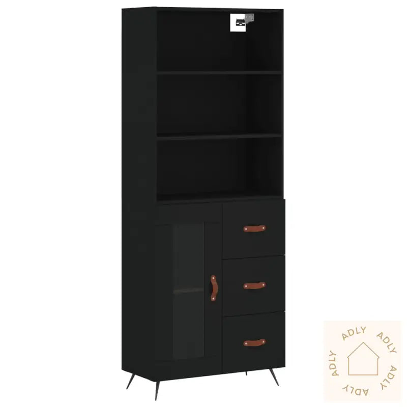 Highboard Svart 69,5X34X180 Cm Konstruert Tre
