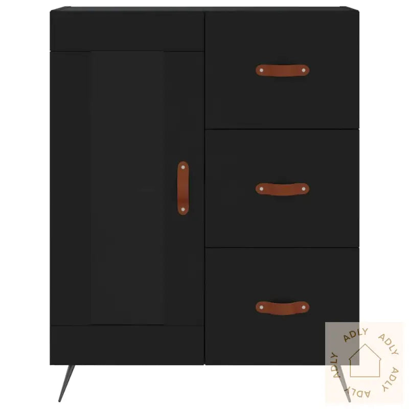 Highboard Svart 69,5X34X180 Cm Konstruert Tre