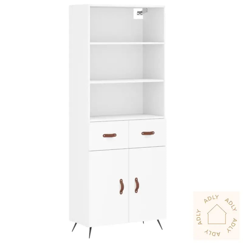 Highboard Hvit 69,5X34X180 Cm Konstruert Tre