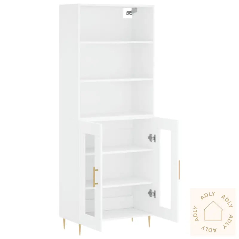 Highboard Hvit 69,5X34X180 Cm Konstruert Tre