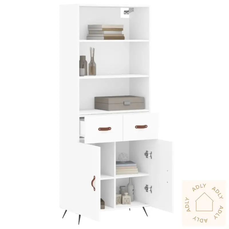 Highboard Hvit 69,5X34X180 Cm Konstruert Tre