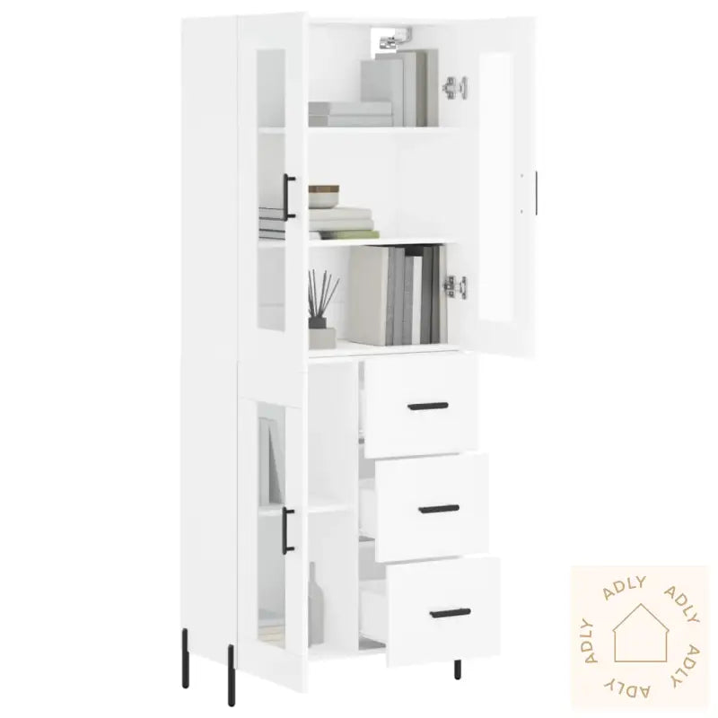 Highboard Hvit 69,5X34X180 Cm Konstruert Tre
