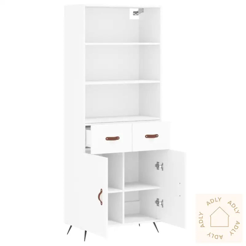 Highboard Hvit 69,5X34X180 Cm Konstruert Tre