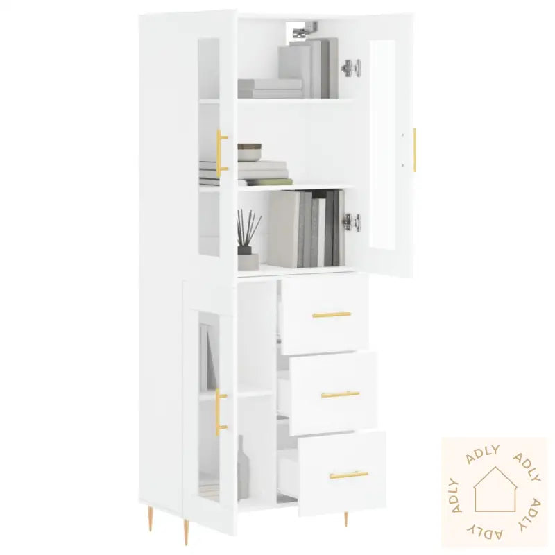 Highboard Hvit 69,5X34X180 Cm Konstruert Tre