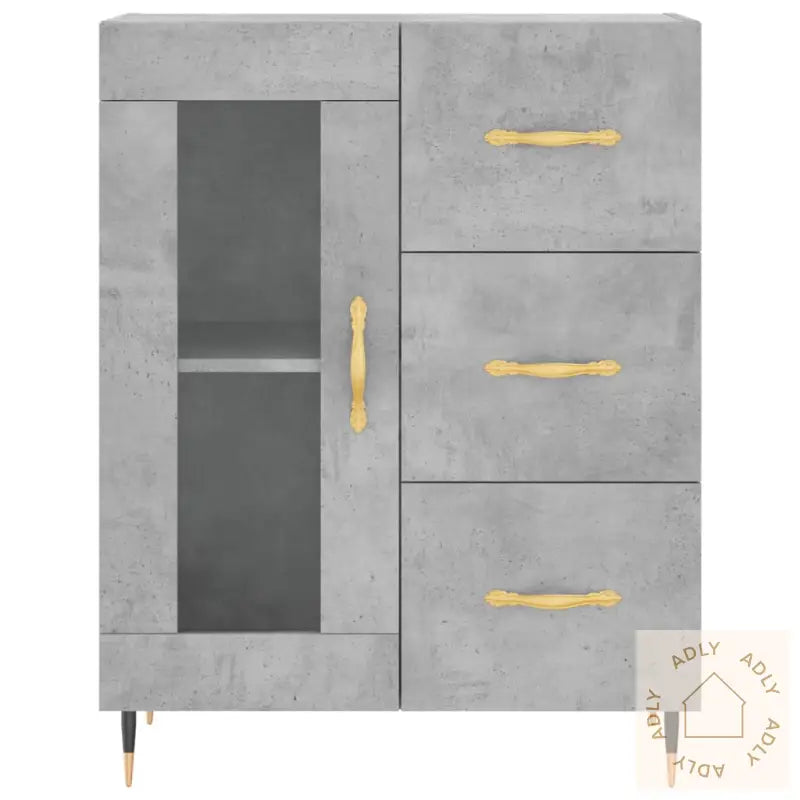 Highboard Betonggrå 69,5X34X180 Cm Konstruert Tre