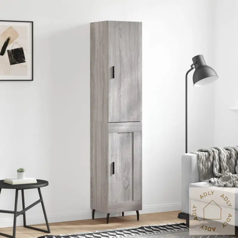 Highboard Grå Sonoma 34,5X34X180 Cm Konstruert Tre
