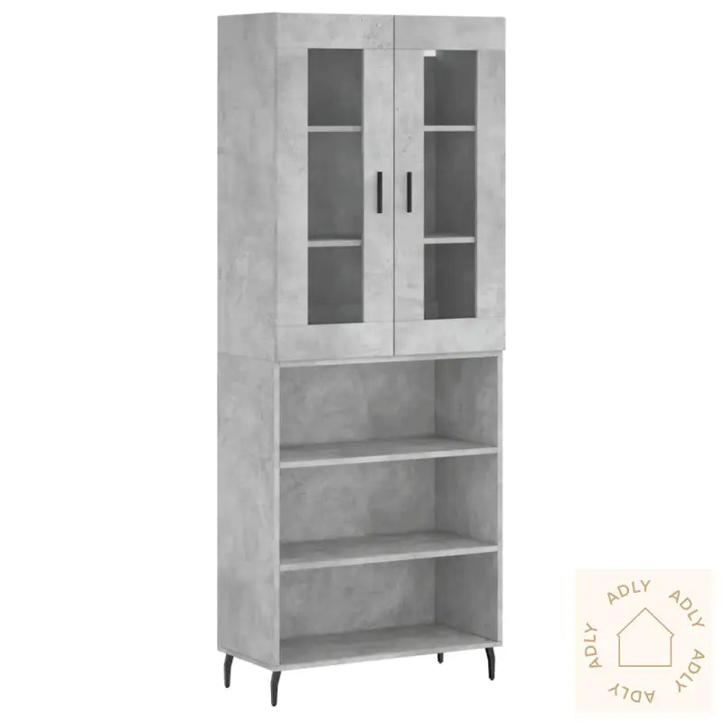 Highboard Betonggrå 69,5X34X180 Cm Konstruert Tre