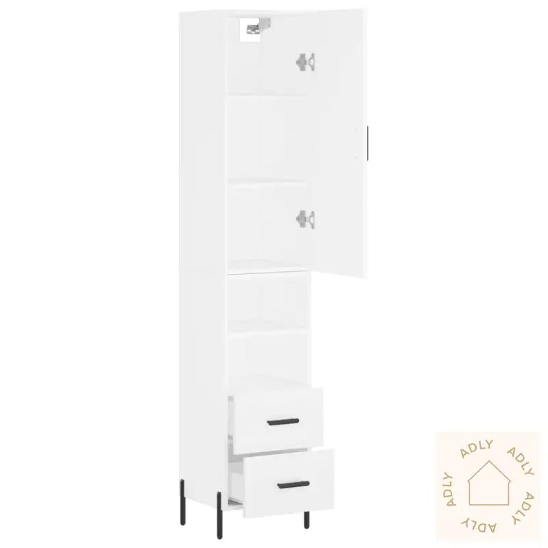 Highboard Hvit 34,5X34X180 Cm Konstruert Tre