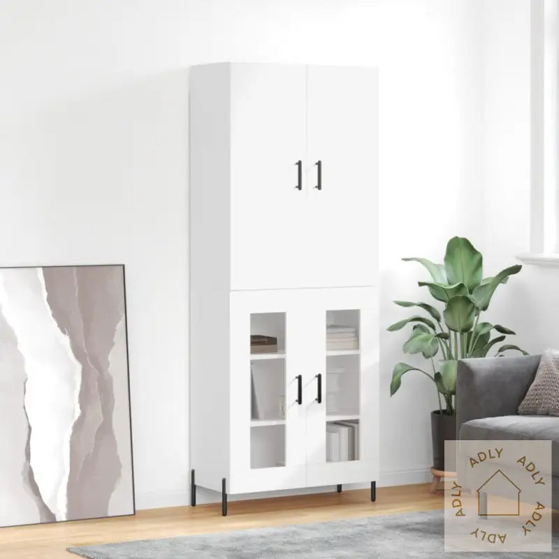 Highboard Hvit 69,5X34X180 Cm Konstruert Tre