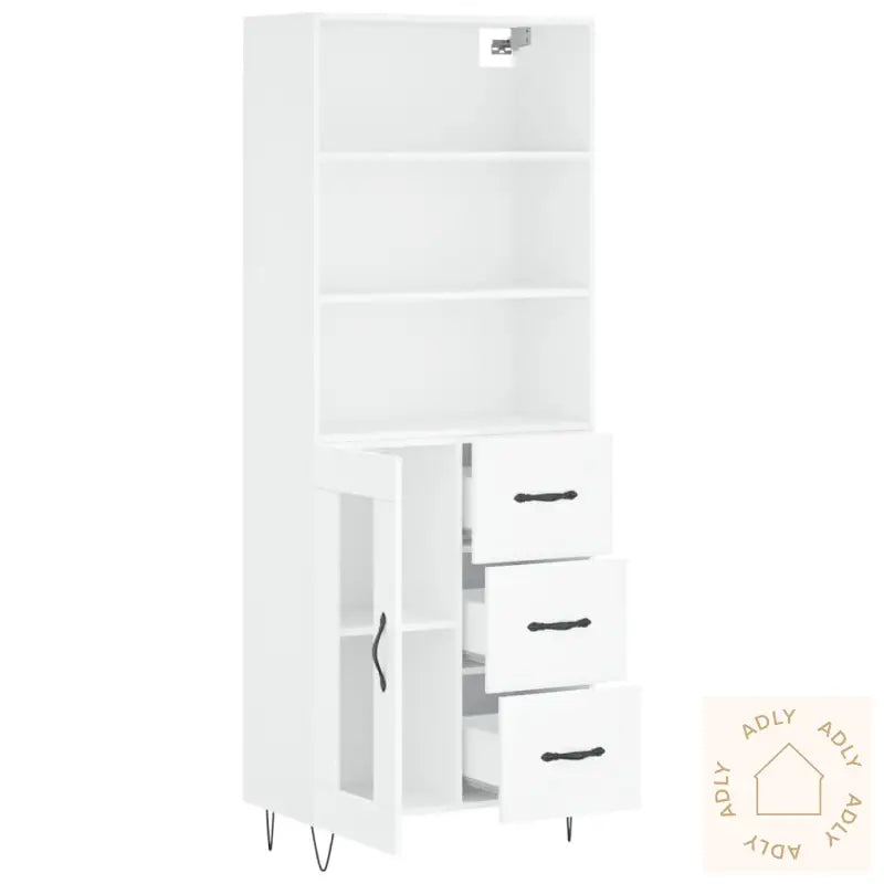 Highboard Hvit 69,5X34X180 Cm Konstruert Tre