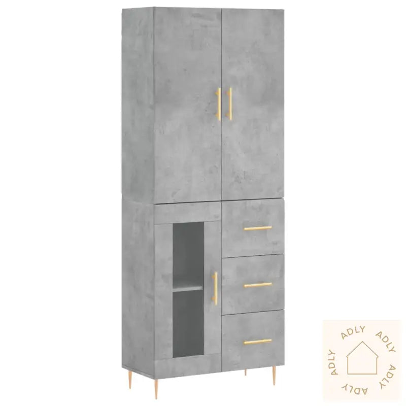 Highboard Betonggrå 69,5X34X180 Cm Konstruert Tre