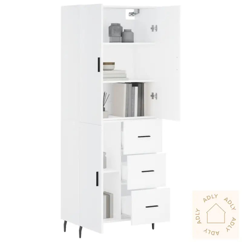 Highboard Hvit 69,5X34X180 Cm Konstruert Tre