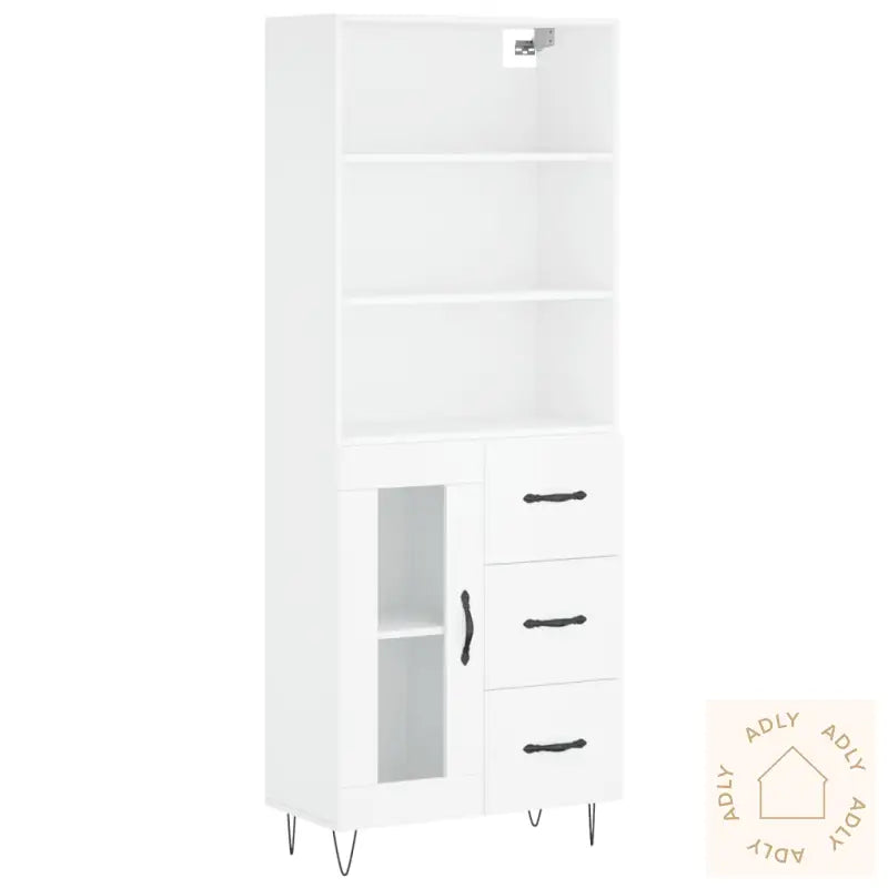 Highboard Hvit 69,5X34X180 Cm Konstruert Tre
