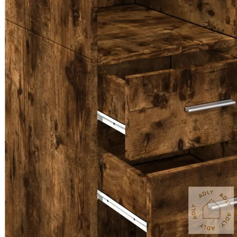 Highboard Røkt Eik 70X42,5X185 Cm Konstruert Tre