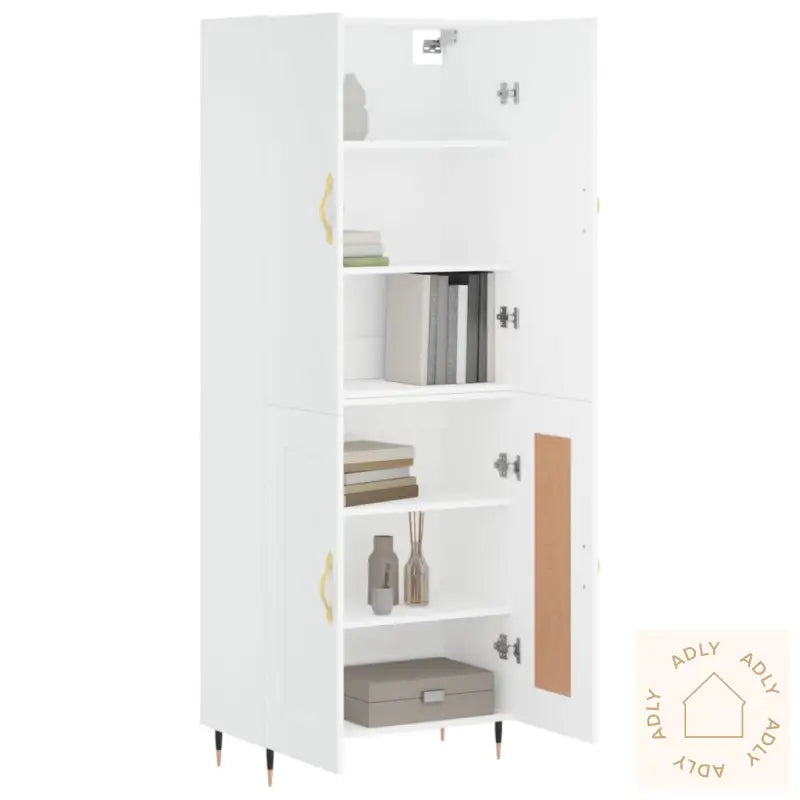Highboard Hvit 69,5X34X180 Cm Konstruert Tre