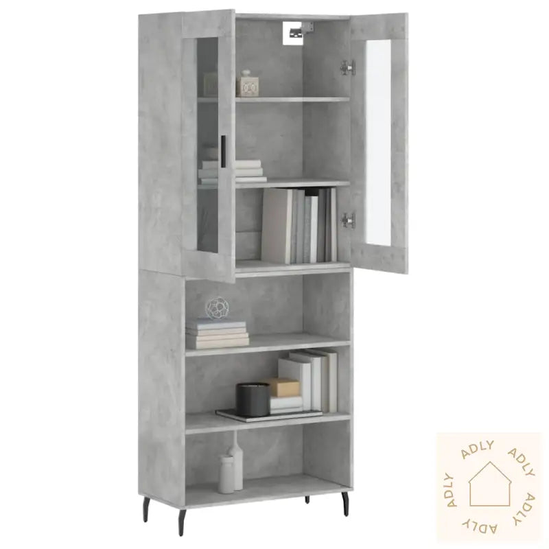 Highboard Betonggrå 69,5X34X180 Cm Konstruert Tre
