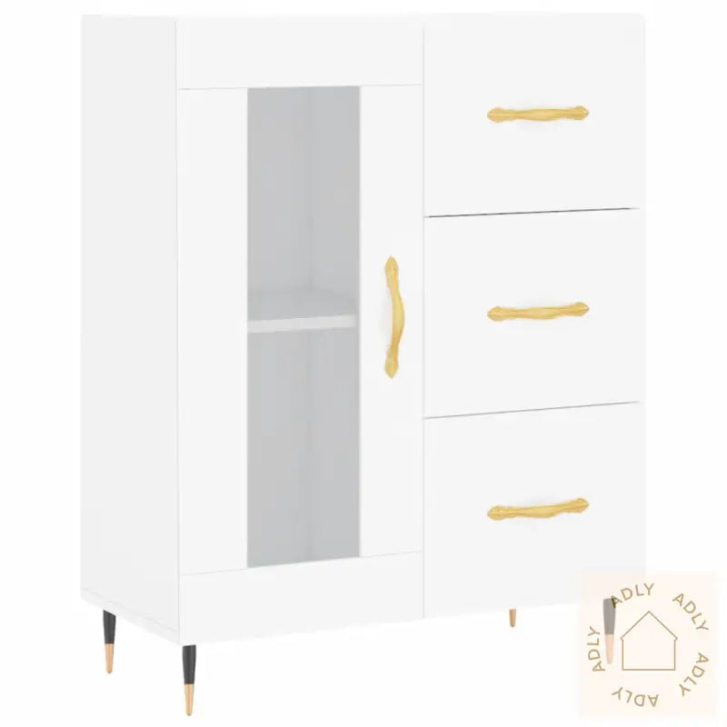 Highboard Hvit 69,5X34X180 Cm Konstruert Tre