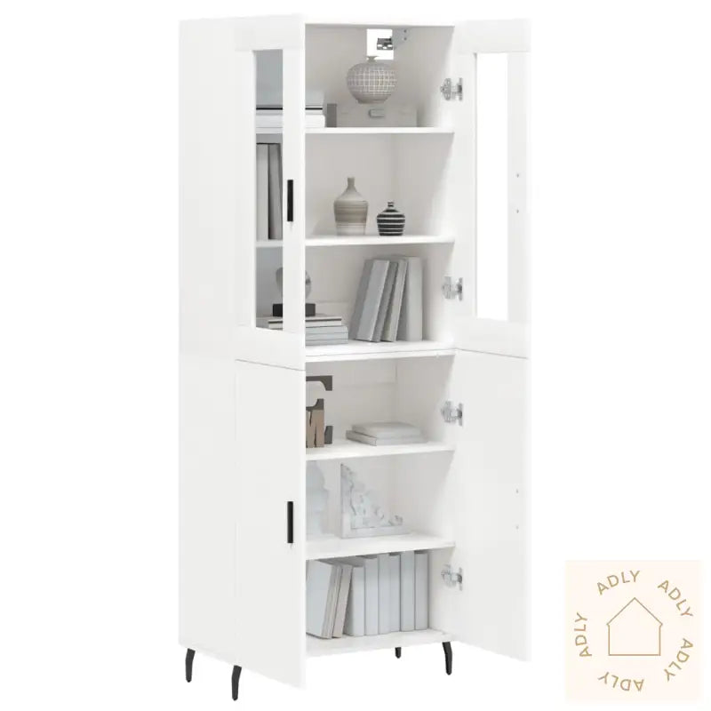 Highboard Hvit 69,5X34X180 Cm Konstruert Tre