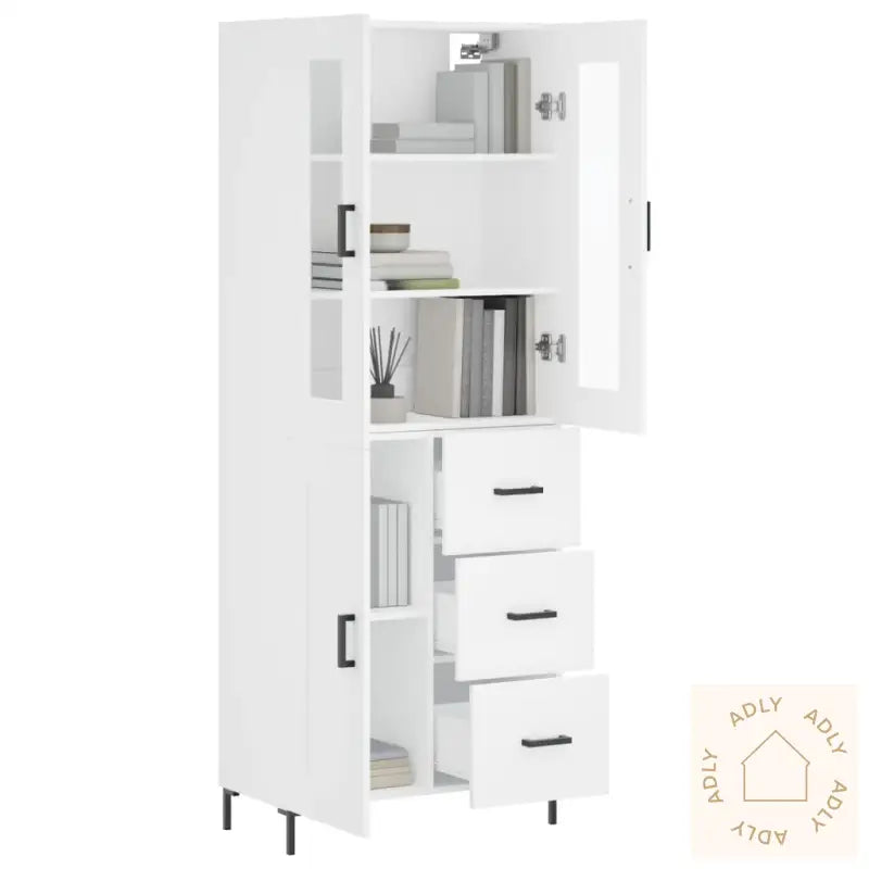 Highboard Hvit 69,5X34X180 Cm Konstruert Tre