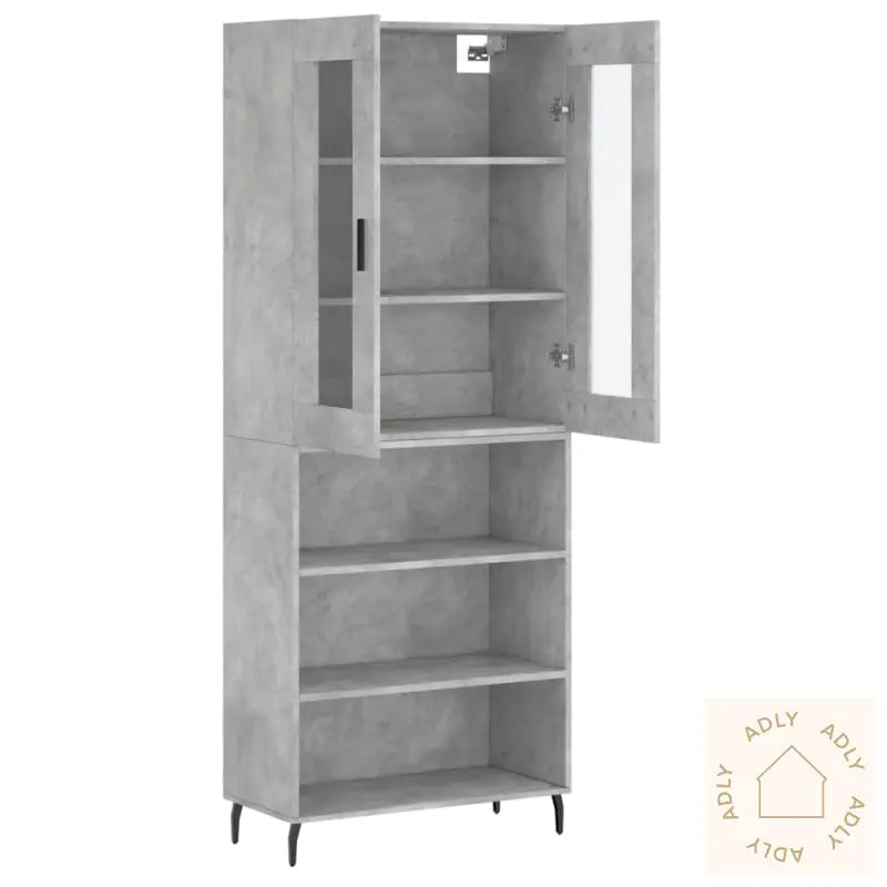 Highboard Betonggrå 69,5X34X180 Cm Konstruert Tre