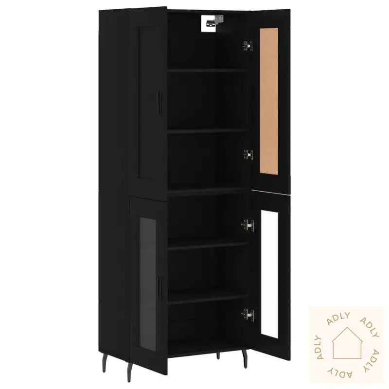 Highboard Svart 69,5X34X180 Cm Konstruert Tre