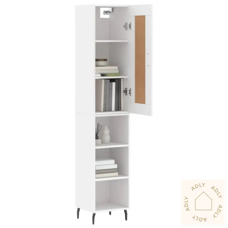 Highboard Hvit 34,5X34X180 Cm Konstruert Tre
