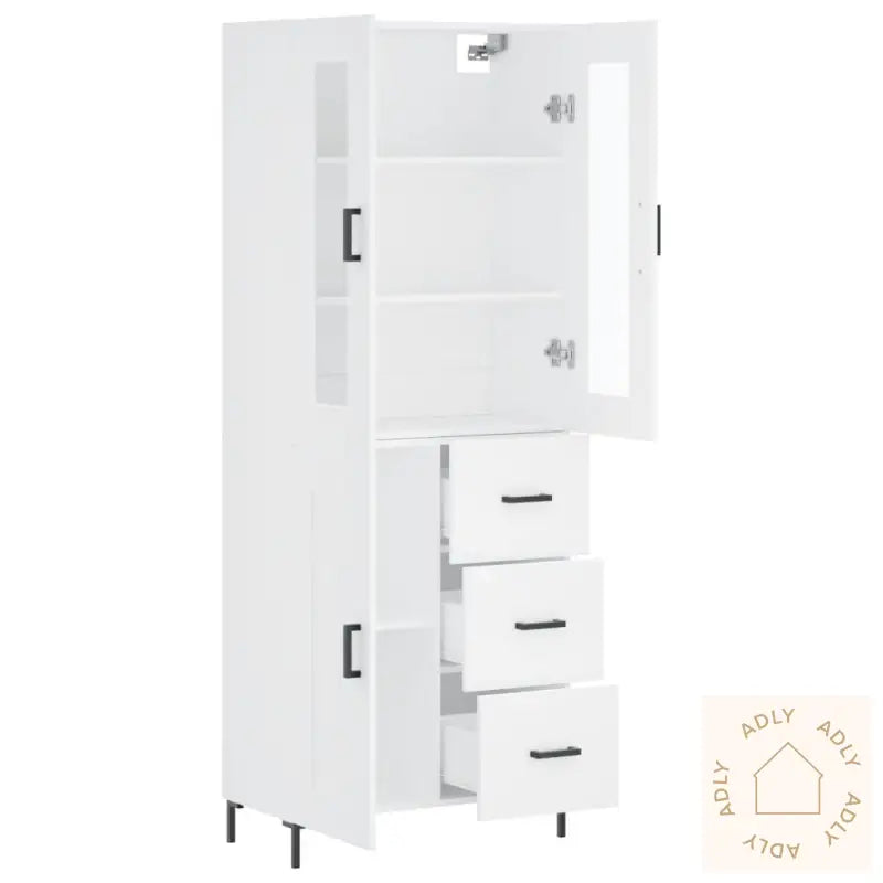 Highboard Hvit 69,5X34X180 Cm Konstruert Tre