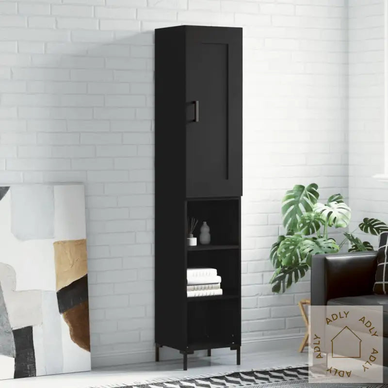 Highboard Svart 34,5X34X180 Cm Konstruert Tre