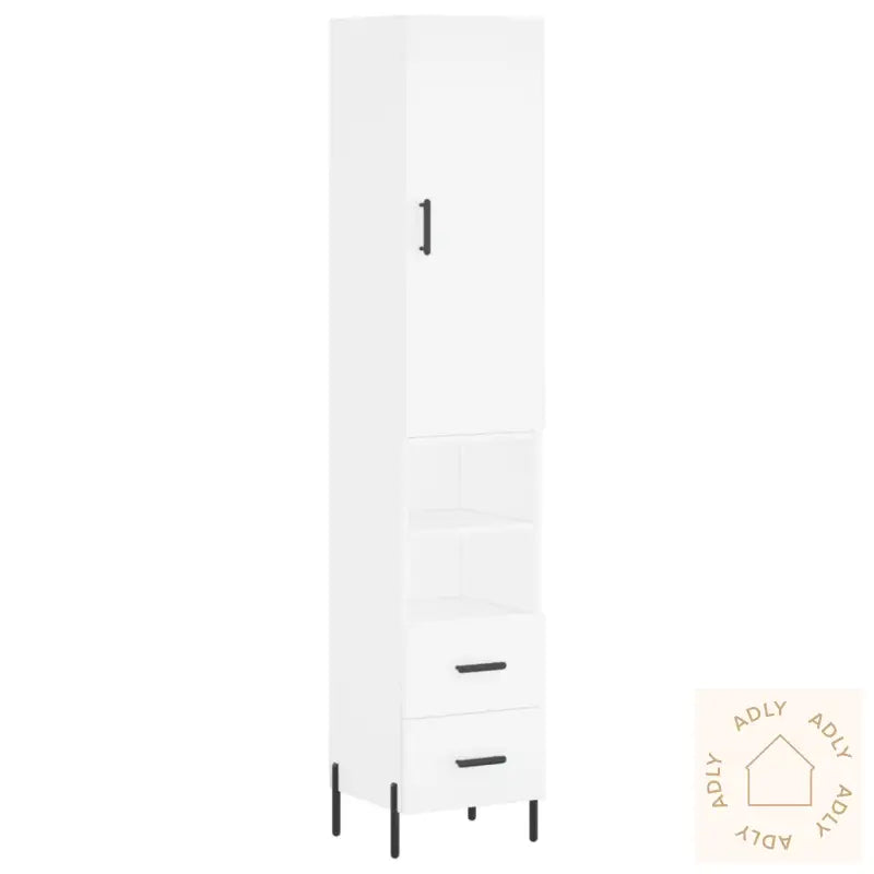 Highboard Hvit 34,5X34X180 Cm Konstruert Tre