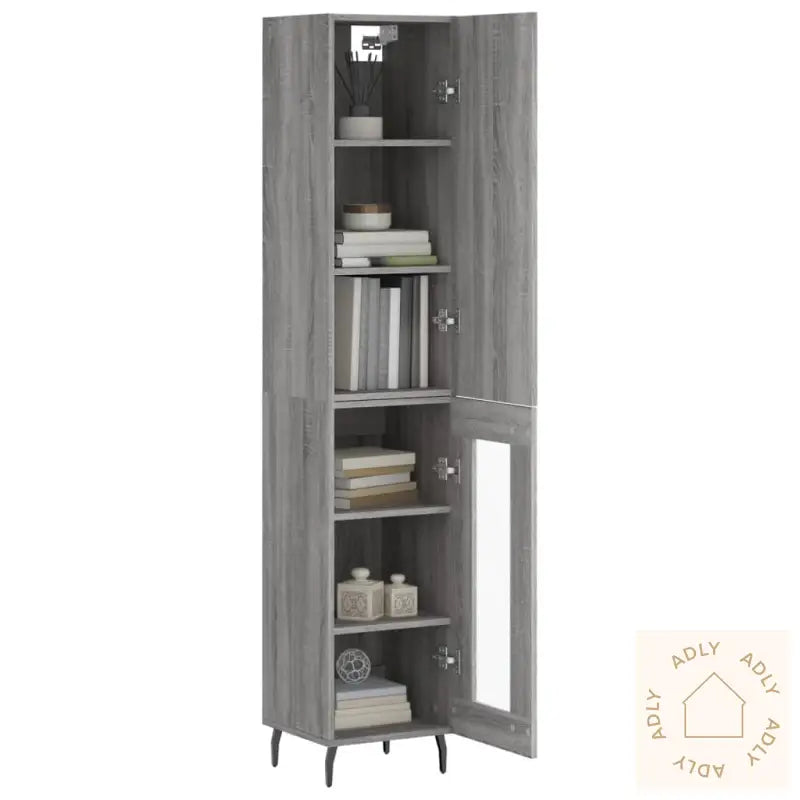 Highboard Grå Sonoma 34,5X34X180 Cm Konstruert Tre