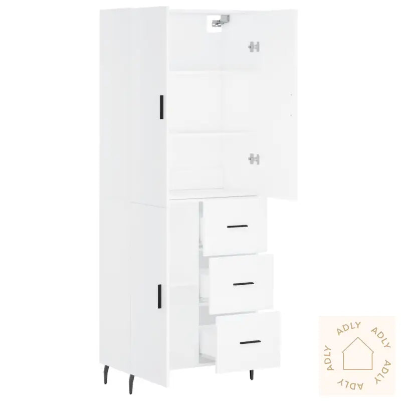 Highboard Hvit 69,5X34X180 Cm Konstruert Tre
