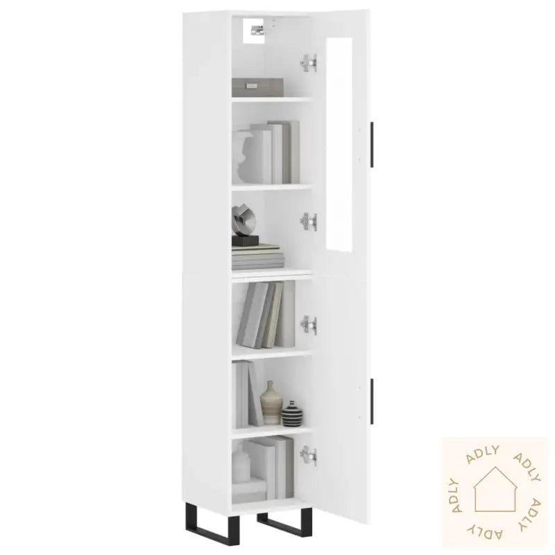 Highboard Hvit 34,5X34X180 Cm Konstruert Tre