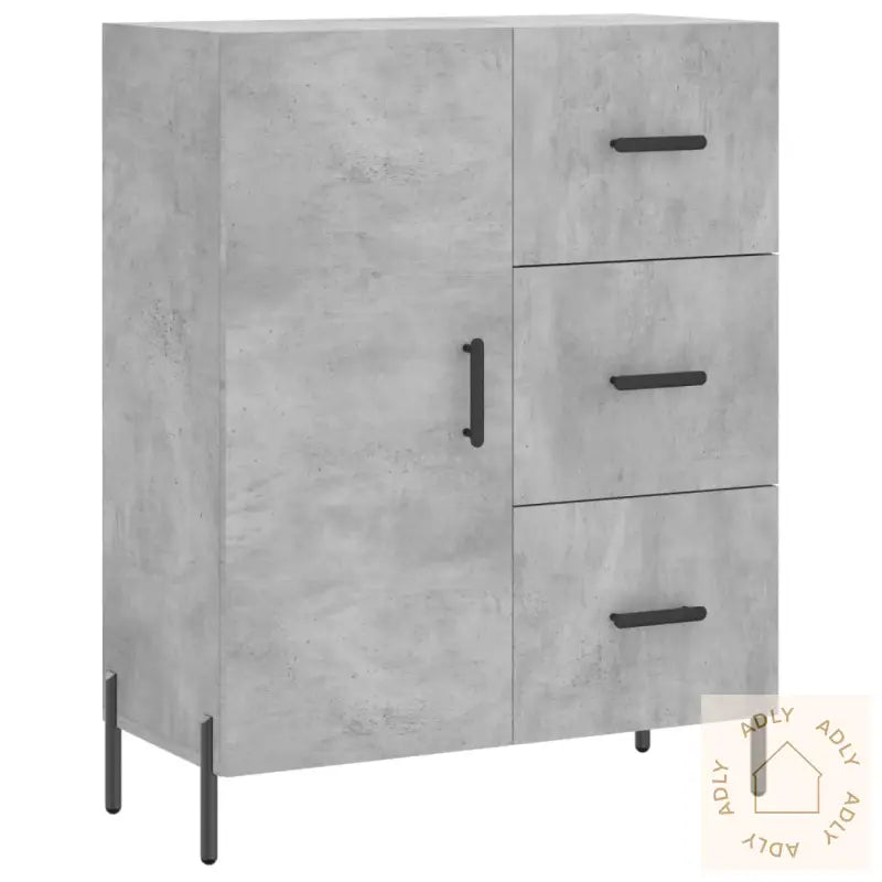 Highboard Betonggrå 69,5X34X180 Cm Konstruert Tre