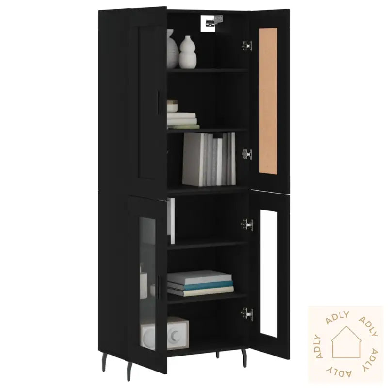 Highboard Svart 69,5X34X180 Cm Konstruert Tre