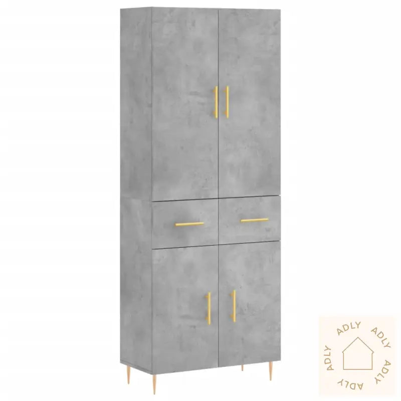 Highboard Betonggrå 69,5X34X180 Cm Konstruert Tre