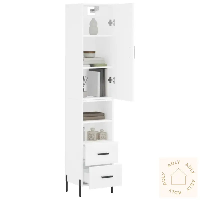 Highboard Hvit 34,5X34X180 Cm Konstruert Tre
