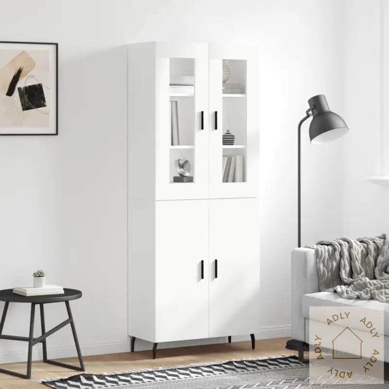 Highboard Hvit 69,5X34X180 Cm Konstruert Tre