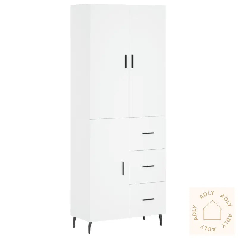 Highboard Hvit 69,5X34X180 Cm Konstruert Tre