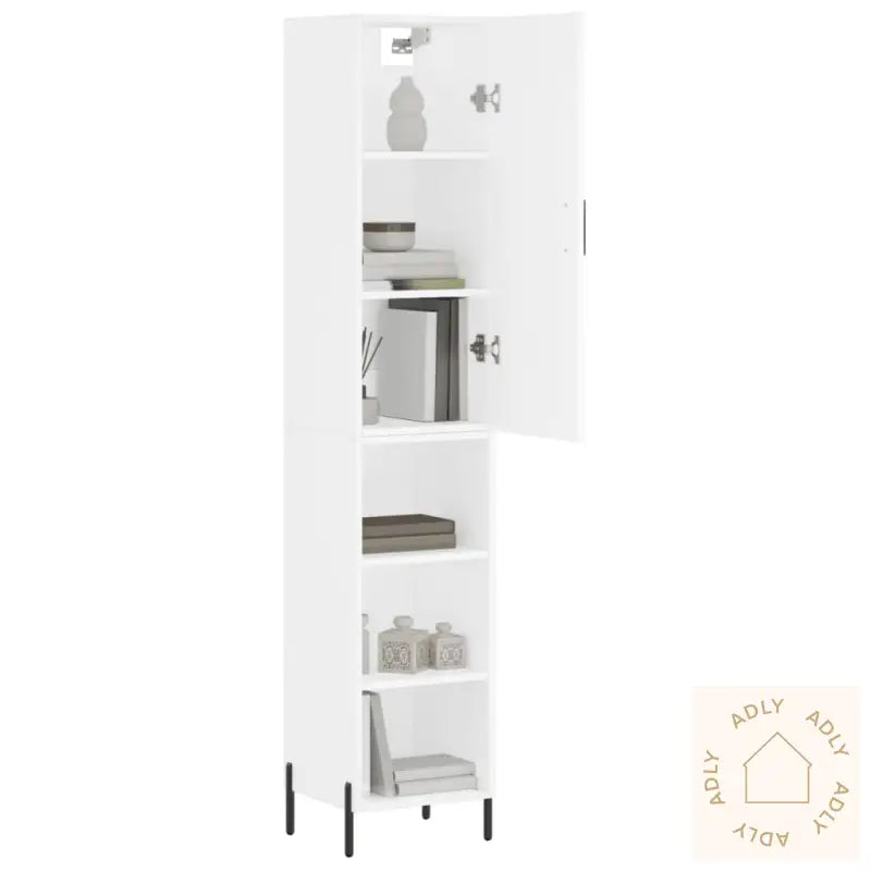 Highboard Hvit 34,5X34X180 Cm Konstruert Tre