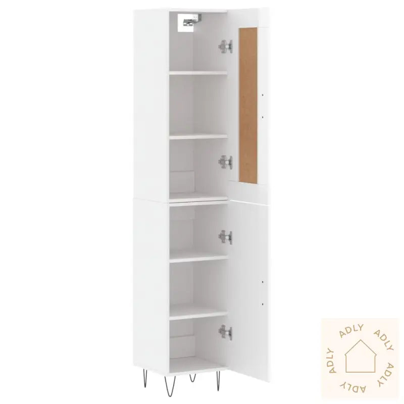 Highboard Høyglans Hvit 34,5X34X180 Cm Konstruert Tre