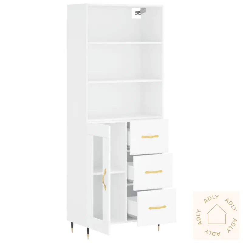 Highboard Hvit 69,5X34X180 Cm Konstruert Tre