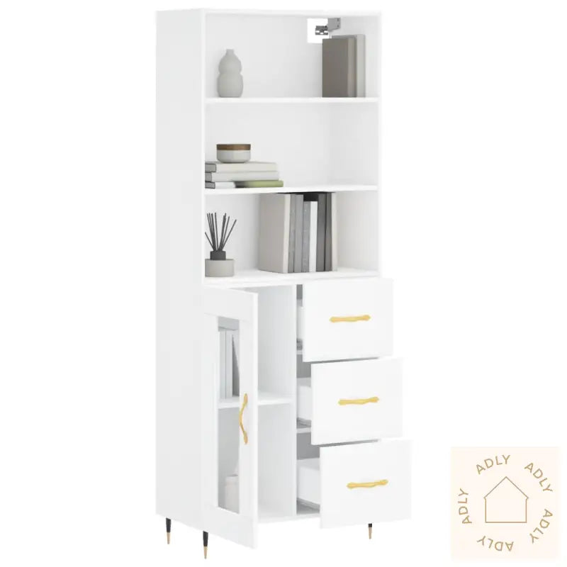 Highboard Hvit 69,5X34X180 Cm Konstruert Tre
