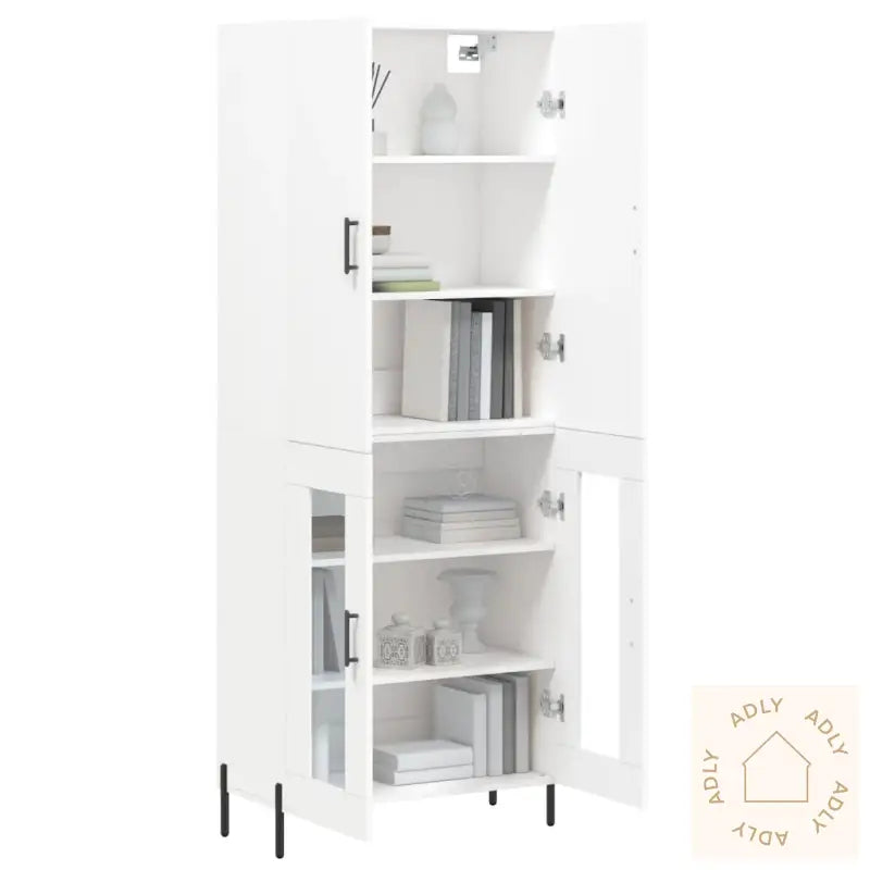 Highboard Hvit 69,5X34X180 Cm Konstruert Tre
